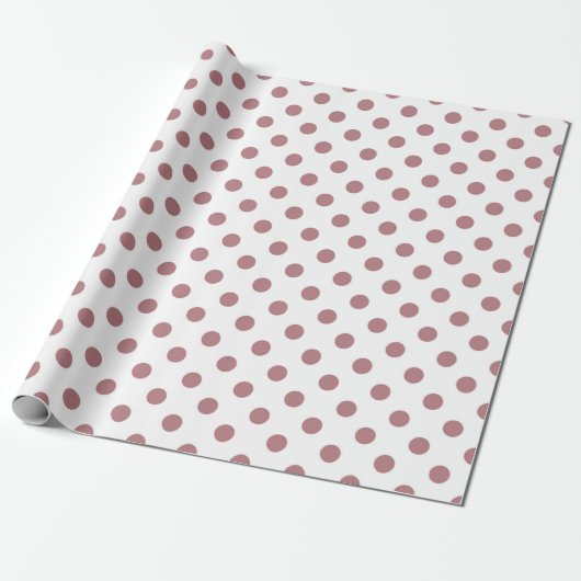 Pink Dusty Roos Polka Dots Pattern Cadeaupapier (Uitgerold)