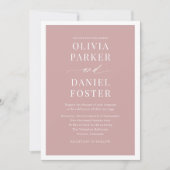 Pink Dusty Rose Photo QR Code Minimalist Wedding Kaart (Voorkant)