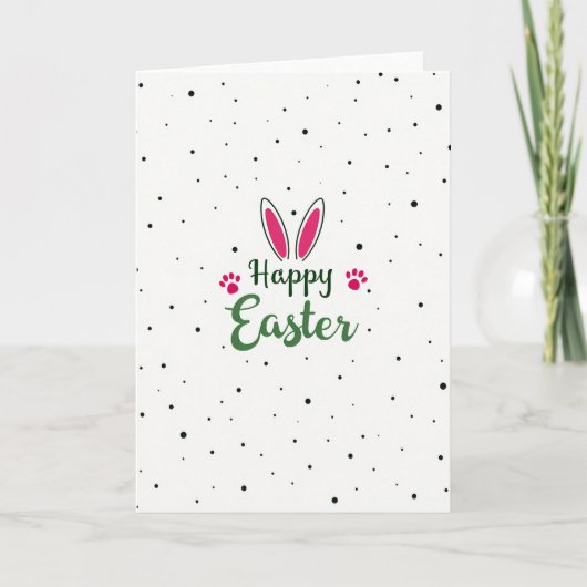Pink Ears Polka Dot Easter Card Kaart (Voorkant)
