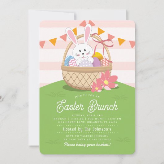 Pink Easter Brunch & Egg Hunt Holiday Kaart (Voorkant)