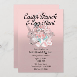 Pink Easter Brunch & Egg Hunt Spring Party Kaart