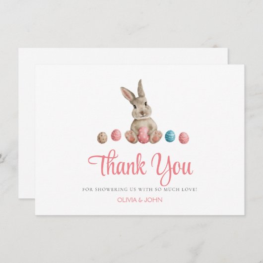 Pink Easter Bunny Bedankkaart (Voorkant / Achterkant)