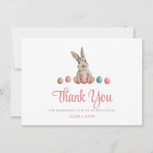 Pink Easter Bunny Bedankkaart (Voorkant)