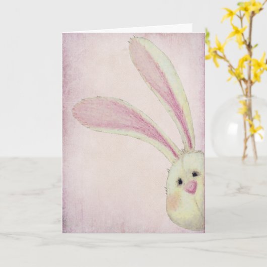 pink Easter Bunny Kaart (Gele Bloem)