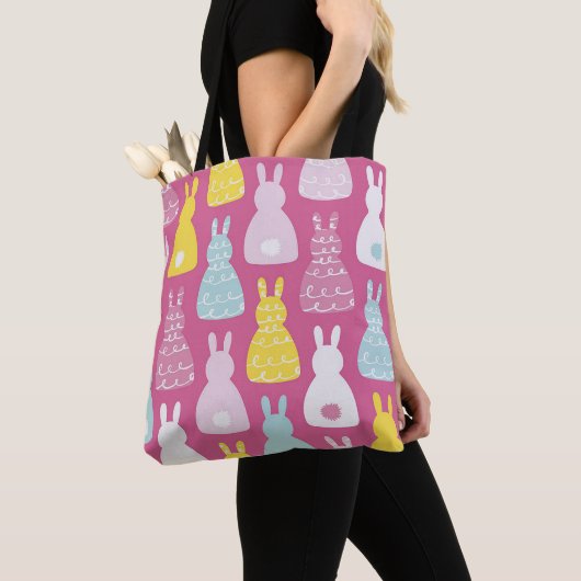 Pink Easter Bunny Rabbit Cute Pattern Tote Bag (Dichtbij)