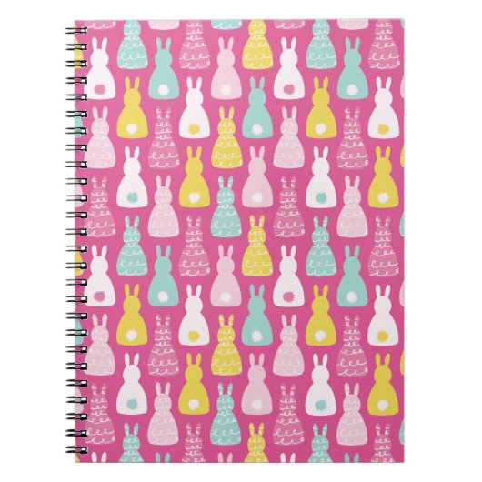 Pink Easter Bunny Rabbit Pattern Notitieboek (Voorkant)