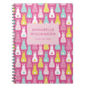 Pink Easter Bunny Rabbit Pattern Notitieboek (Voorkant)