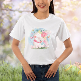 Pink Easter Bunny Rabbit Spring Flowers | FEESTDAG Tri-Blend Shirt