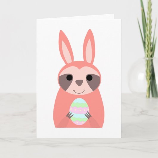 Pink Easter Bunny Sloth Feestdagen Kaart (Voorkant)