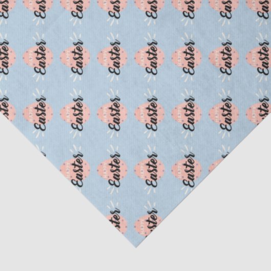 Pink Easter Egg on Light Blue Tissuepapier (Detail)