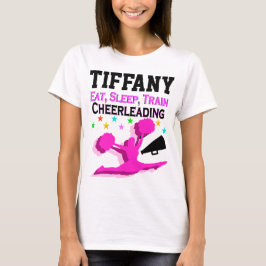 PINK EAT SLEEP CHEER GEPERSONALISEERD T-SHIRT