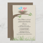 Pink Egg Baby Bird's Nest Baby shower Kaart (Voorkant / Achterkant)