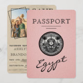 Pink Egypt Passport Wedding Save the Date (Voorkant / Achterkant)