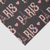 Pink Eiffel Tower Paris Flowers French Capital Tissuepapier (Detail)