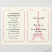 Pink Eiffel Tower Paris gevouwen trouwprogramma (Voorkant)