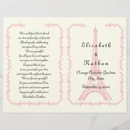 Pink Eiffel Tower Paris gevouwen trouwprogramma