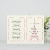 Pink Eiffel Tower Paris gevouwen trouwprogramma (Staand voorkant)