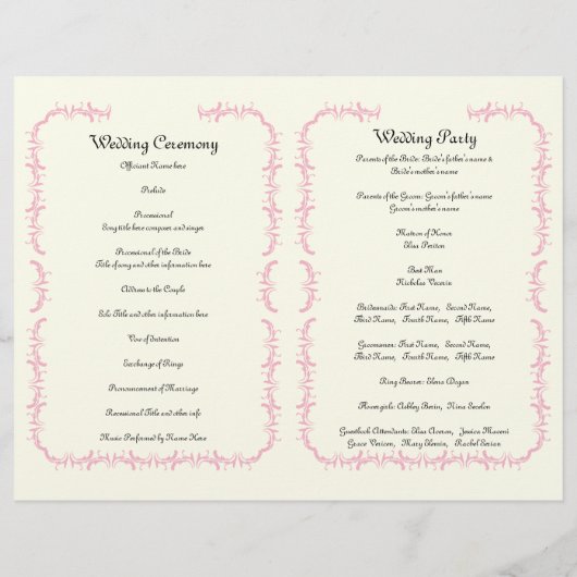 Pink Eiffel Tower Paris gevouwen trouwprogramma (Achterkant)