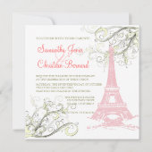 PINK EIFFEL TOWER+SWIRLS/LUXE SHIMMER PAPIER KAART (Achterkant)