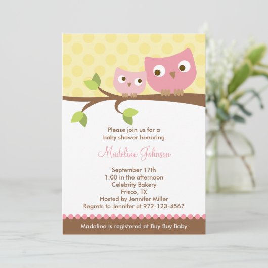 PInk Eigendom Baby shower Uitnodiging (Staand voorkant)