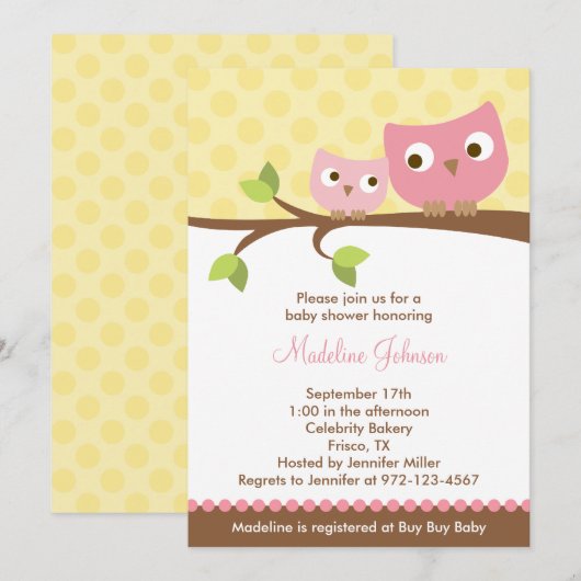 PInk Eigendom Baby shower Uitnodiging (Voorkant / Achterkant)