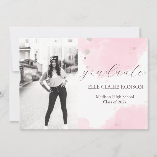 Pink Elegance Uitnodiging voor afstudeerfeest (Voorkant)