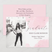 Pink Elegance Uitnodiging voor afstudeerfeest (Voorkant / Achterkant)