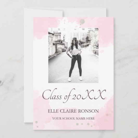 Pink Elegance Uitnodiging voor afstudeerfeest (Voorkant)