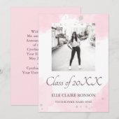 Pink Elegance Uitnodiging voor afstudeerfeest (Voorkant / Achterkant)