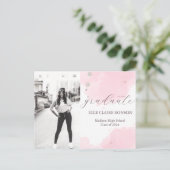 Pink Elegance Uitnodiging voor afstudeerfeest (Staand voorkant)