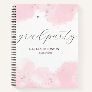 Pink Elegance Uitnodiging voor afstudeerfeest Notitieboek