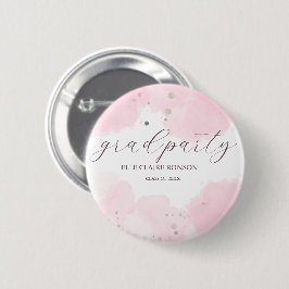Pink Elegance Uitnodiging voor afstudeerfeest Ronde Button 5,7 Cm