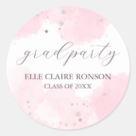 Pink Elegance Uitnodiging voor afstudeerfeest Ronde Sticker