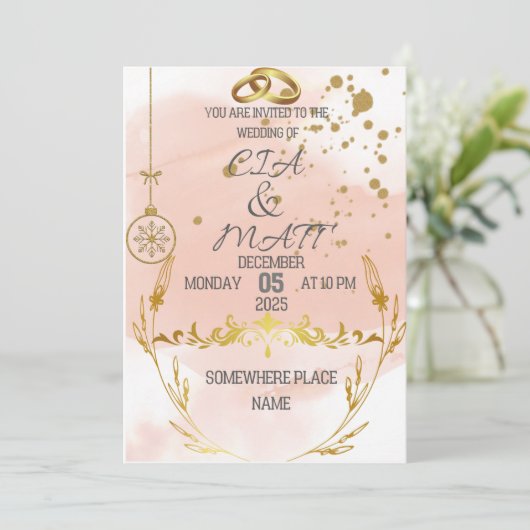 Pink Elegant Gold Kaart (Staand voorkant)