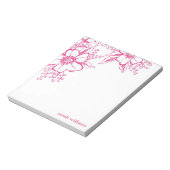 Pink Elegant Letterpress Style Florals Notitieblok (Linkerzijde)