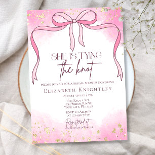 Pink Elegant Ze is Tying the Knot Vrijgezellenfees Kaart
