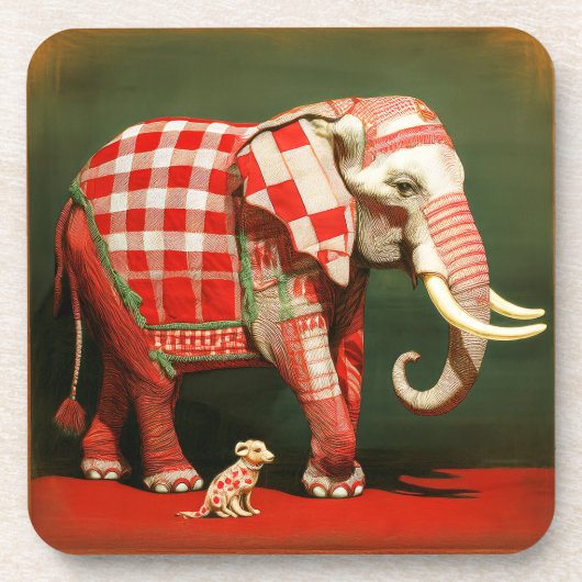 Pink Elephant And Polka Dot Chihuahua Bier Onderzetter (Voorkant)