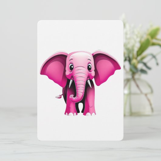 Pink Elephant Art Kaart (Staand voorkant)