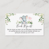 Pink Elephant Baby shower Boek Verzoek Informatiekaartje (Voorkant)
