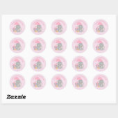PINK Elephant-baby shower gunstige tag Ronde Sticker (Vel)