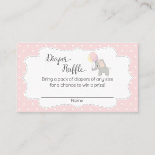 Pink Elephant Baby shower Luier Raffle Tickets Informatiekaartje