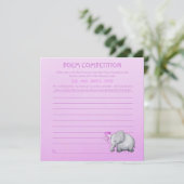 Pink Elephant Baby shower Poem Competition Game Kaart (Staand voorkant)