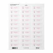 Pink Elephant Baby shower Retour Adres Label (Full Sheet)