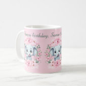 Pink Elephant Birthday Script Mug Koffiemok (Voorkant links)