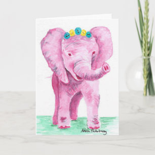 Pink Elephant Blank Kaart