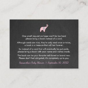 Pink Elephant Boek aanvraag / boeken voor baby mei Informatiekaartje