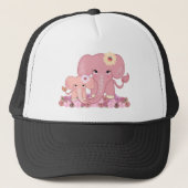 Pink elephant familiy mother daughter animal flowe trucker pet (Voorkant)