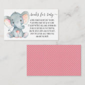 Pink Elephant Girl Boek Verzoek om Baby shower Informatiekaartje (Voorkant / Achterkant)