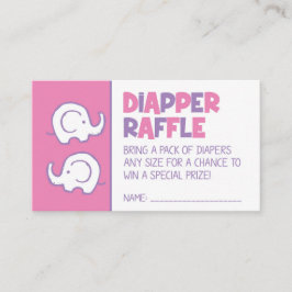 Pink Elephant Luier Raffle Ticket Informatiekaartje