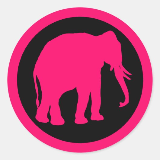 PINK ELEPHANT RONDE STICKER (Voorkant)